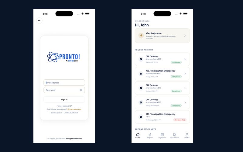 Pronto by GeniusLaw mobile app