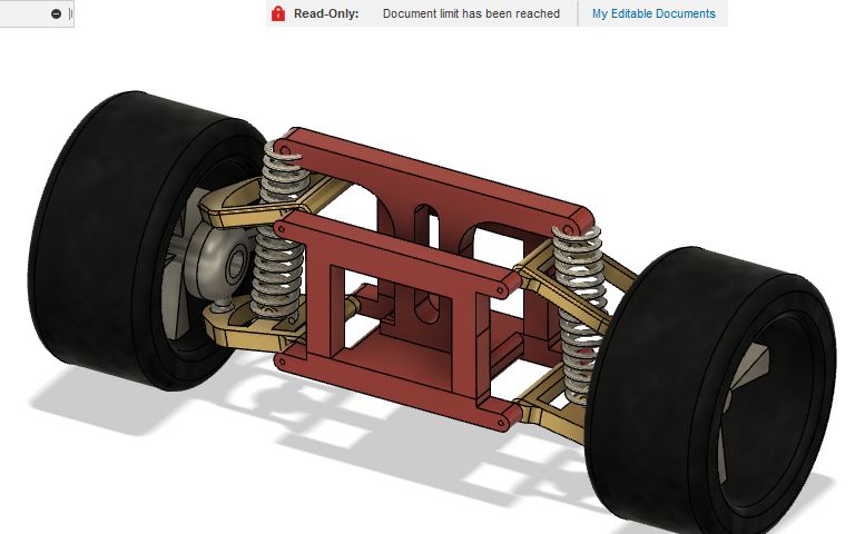 Front wishbone and differential assembly CAD in Fusion 360